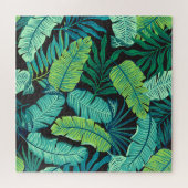Groene tropische bladeren:  motief. legpuzzel (Horizontaal)