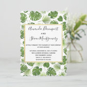 Groene Tropische Bladeren Patroon Stijlvolle bruil Kaart (Staand voorkant)