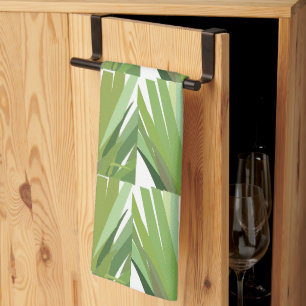 Groene Tropische Bladeren Patroon Theedoek