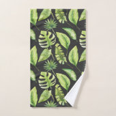 Groene tropische bladeren Patroon zwart, botanisch Bad Handdoek (Handdoek)