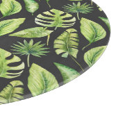 Groene tropische bladeren Patroon zwart, botanisch Snijplank (Hoek)