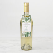 Groene tropische bladeren, polka-stippen, bruiloft flessenhanger (Op fles)