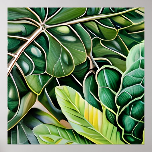 Groene Tropische Bladeren Poster (Voorkant)