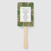 Groene tropische bladeren roestvrij trouwprogramma handwaaier (Achterkant)