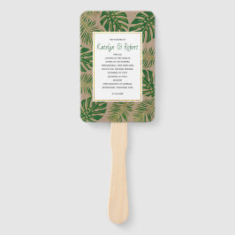 Groene tropische bladeren roestvrij trouwprogramma handwaaier