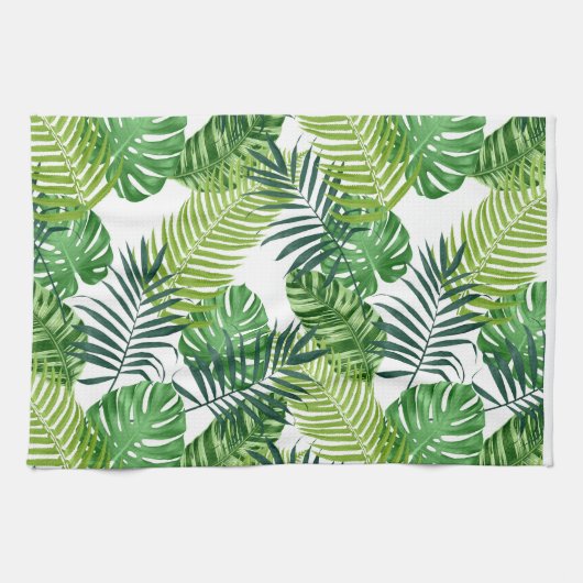 Groene tropische bladeren theedoek (Horizontaal)