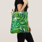 Groene tropische bladeren tote bag (Dichtbij)