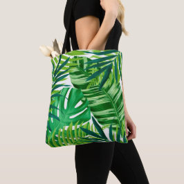 Groene tropische bladeren tote bag