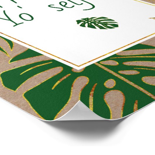 Groene tropische bladeren trouw Behandel jezelf bo Poster (Hoek)
