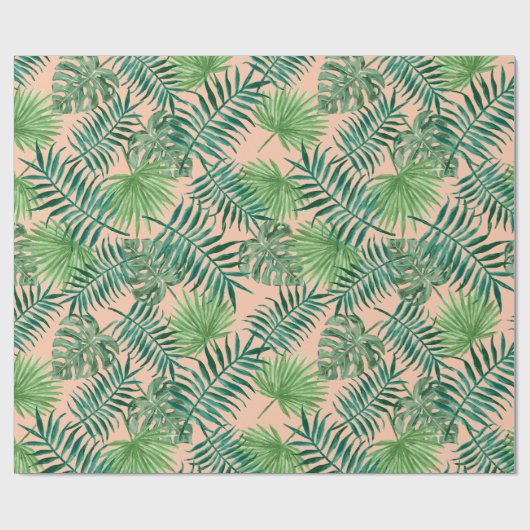 Groene tropische bladeren vakantie cadeaupapier (Vlak)