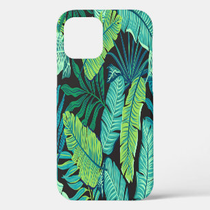 Groene tropische bladeren: vintage patroon. iPhone 12 hoesje