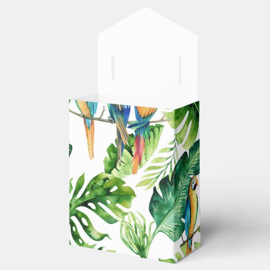 Groene tropische bladeren & vogels bruiloft gunst bedankdoosjes (Geopend)