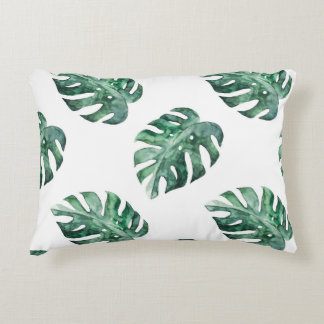 Groene tropische bladeren, waterverf accent kussen