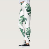 Groene tropische bladeren, waterverf leggings (Links)