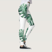 Groene tropische bladeren, waterverf leggings (Rechts)