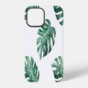 Groene tropische bladeren, waterverfpatroon iPhone 12 hoesje