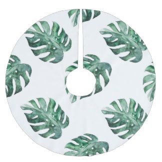 Groene tropische bladeren, waterverfpatroon kerstboom rok