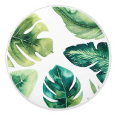 Groene tropische bladeren White Summer Paradise Keramische Knop (Voorkant)
