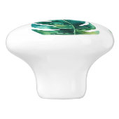 Groene tropische bladeren White Summer Paradise Keramische Knop (Zijkant)