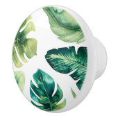 Groene tropische bladeren White Summer Paradise Keramische Knop (Rechts)