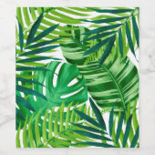 Groene tropische bladeren wijn etiket (Enkel label)