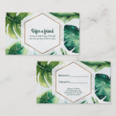 Groene tropische bladeren Wit Elegant Verwijs een  Aanbevelingskaartje (Voorkant / Achterkant)