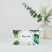 Groene tropische bladeren Wit Elegant Verwijs een  Aanbevelingskaartje (Staand voorkant)