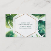 Groene tropische bladeren wit elegante chique op m visitekaartje (Achterkant)