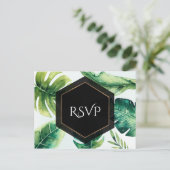 Groene tropische bladeren Witte elegante trouw-RSV Uitnodiging Briefkaart (Staand voorkant)