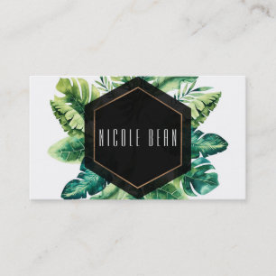 Groene tropische bladeren Zwart Elegant Chic Aange Visitekaartje