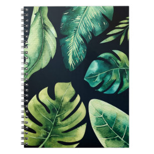 Groene tropische bladeren Zwart Elegant Chic Zomer Notitieboek