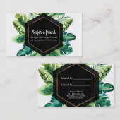 Groene tropische bladeren zwart Elegant Verwijs ee Aanbevelingskaartje (Voorkant / Achterkant)