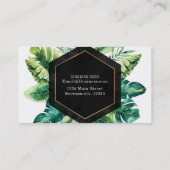 Groene tropische bladeren zwart elegante chique op visitekaartje (Achterkant)