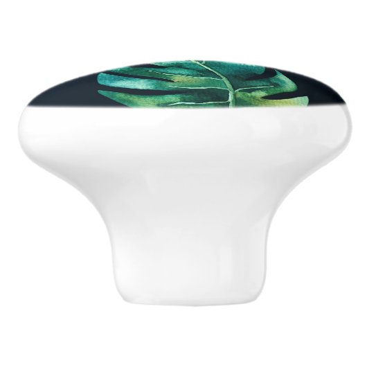 Groene tropische bladeren zwart zomerparadijs keramische knop (Zijkant)