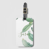 Groene tropische bladmonogram bagagelabel (Voorkant (verticaal))