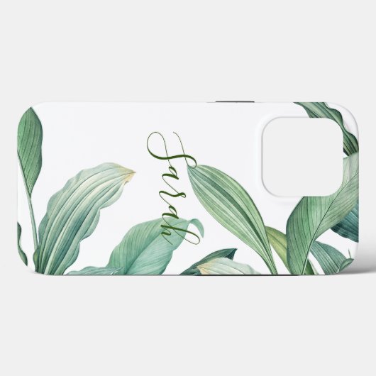 Groene tropische bladmonogram Case-Mate iPhone case (Achterkant (horizontaal))