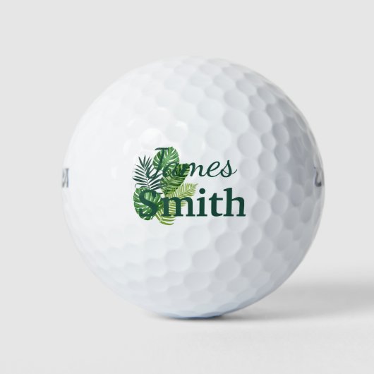 Groene tropische bladmonogram golfballen (Voorkant)