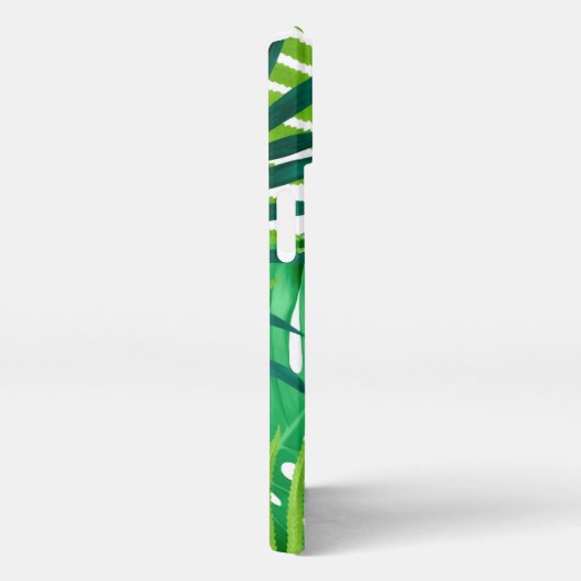 Groene tropische bladmonogram iPhone hoesje (Rechterkant)