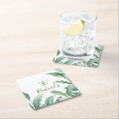 Groene tropische bladmonogram kartonnen onderzetters (Insitu)