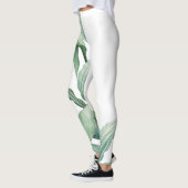 Groene tropische bladmonogram leggings (Links)