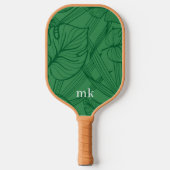 Groene tropische bladmonogram pickleball paddle (Voorkant)