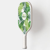 Groene tropische bladmonogram pickleball paddle (Links)