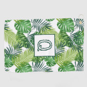 Groene tropische bladmonogram Q Golfhanddoek (Horizontaal)