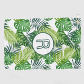 Groene tropische bladmonogram R Golfhanddoek (Horizontaal)