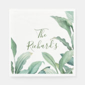 Groene tropische bladmonogram servet (Voorkant)