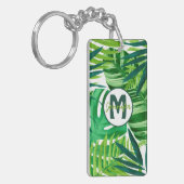 Groene tropische bladmonogram sleutelhanger (Voorkant Links)