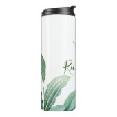 Groene tropische bladmonogram thermosbeker (Gedraaid links)