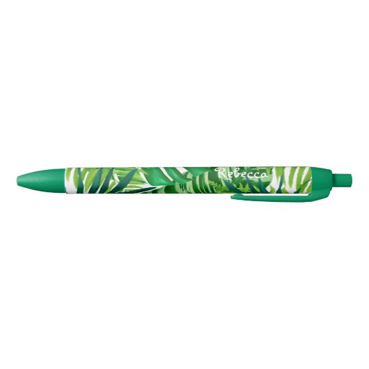 Groene tropische bladmonogram zwarte inkt pen (Bodem)