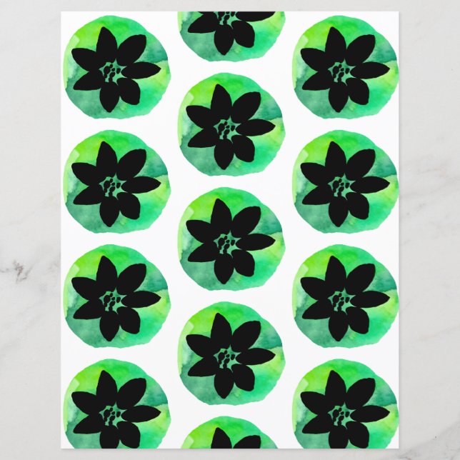 Groene Tropische Bloem Patroon Scrapbook Papier (Voorkant)