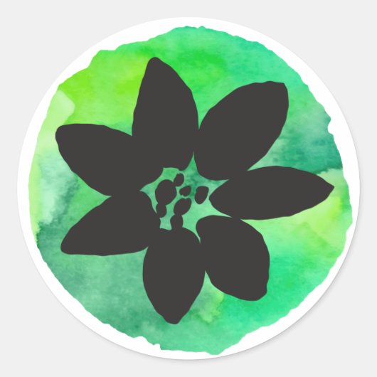 Groene tropische bloem ronde sticker (Voorkant)